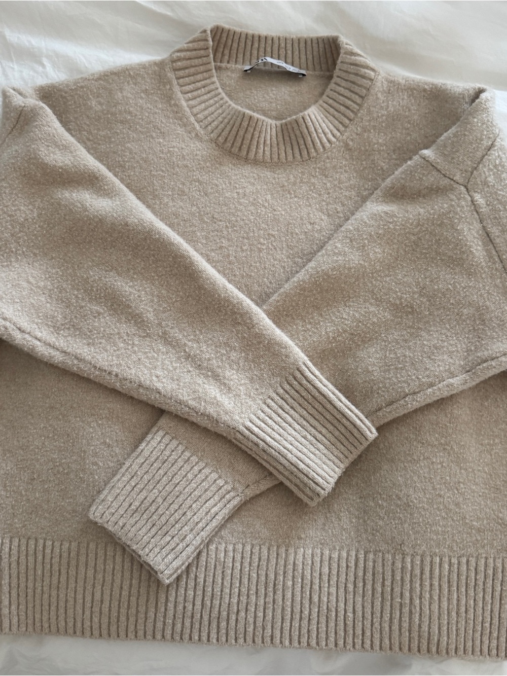 ZARA Neutral Crewneck Sweater - Beige